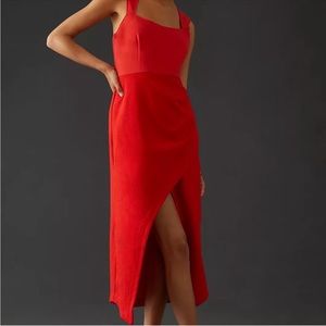 Anthropologie Maeve squareneck red dress.